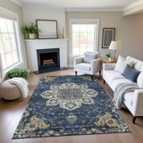 Dalyn Silk Road SR6 Navy Rug shown in a room