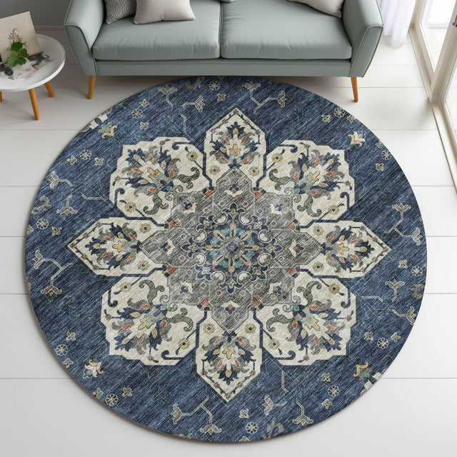 Dalyn Silk Road SR6 Navy Rug shown in a room
