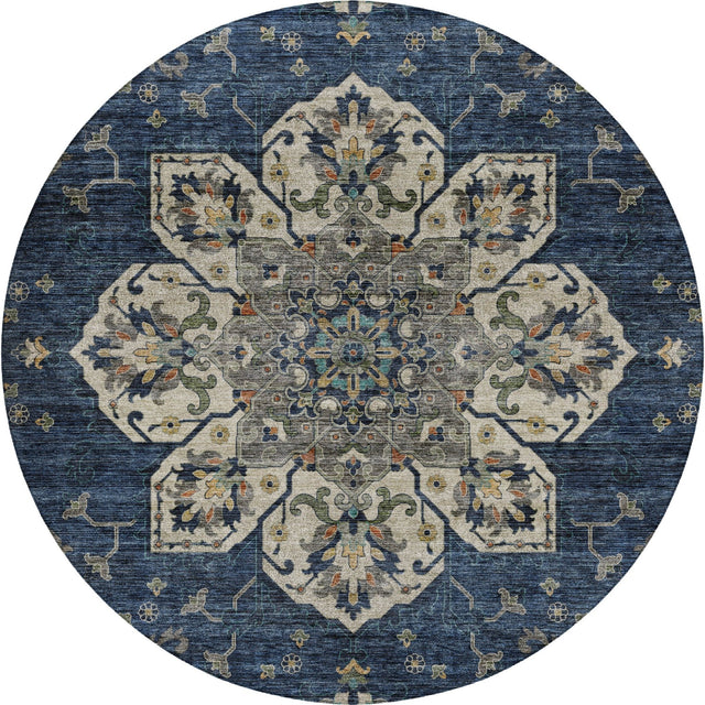 Dalyn Silk Road SR6 Navy Rug round rug