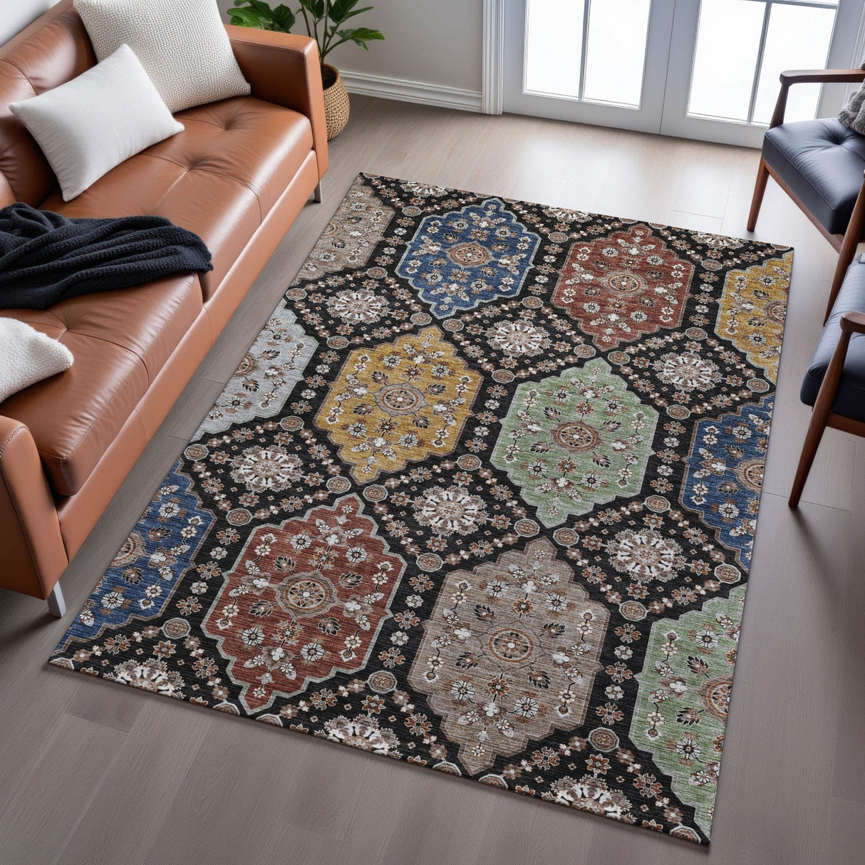 Dalyn Silk Road SR7 Black Rug shown in a room