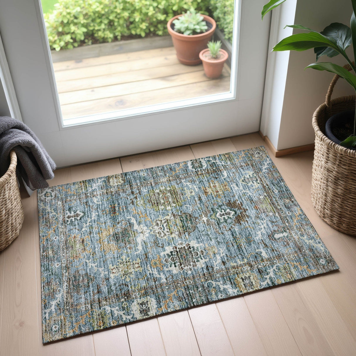 Dalyn Silk Road SR8 Aqua Rug shown in a room