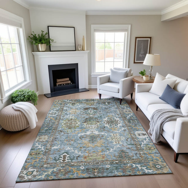 Dalyn Silk Road SR8 Aqua Rug shown in a room