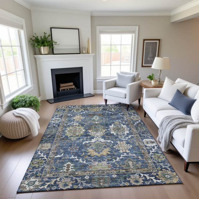 Dalyn Silk Road SR8 Navy Rug shown in a room