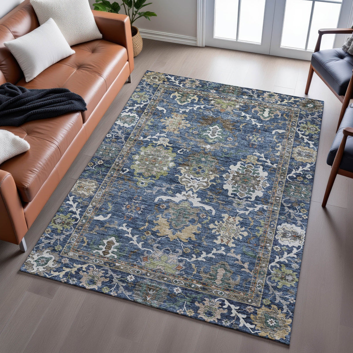 Dalyn Silk Road SR8 Navy Rug shown in a room