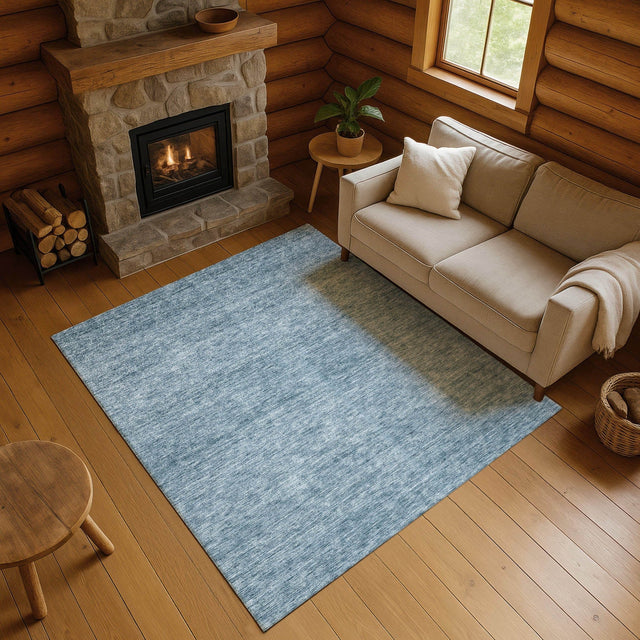 Dalyn Soft Essentials SE1 Denim Rug shown in a room