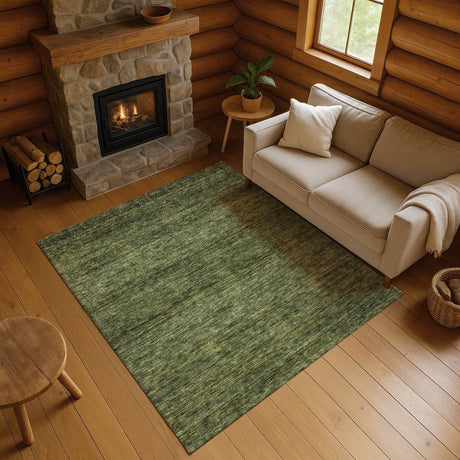 Dalyn Soft Essentials SE1 Olive Rug shown in a room