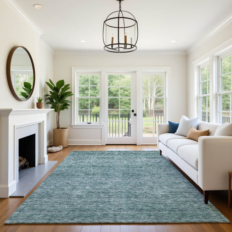 Dalyn Soft Essentials SE1 Teal Rug shown in a room