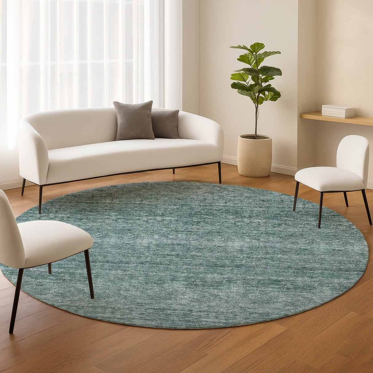 Dalyn Soft Essentials SE1 Teal Rug shown in a room