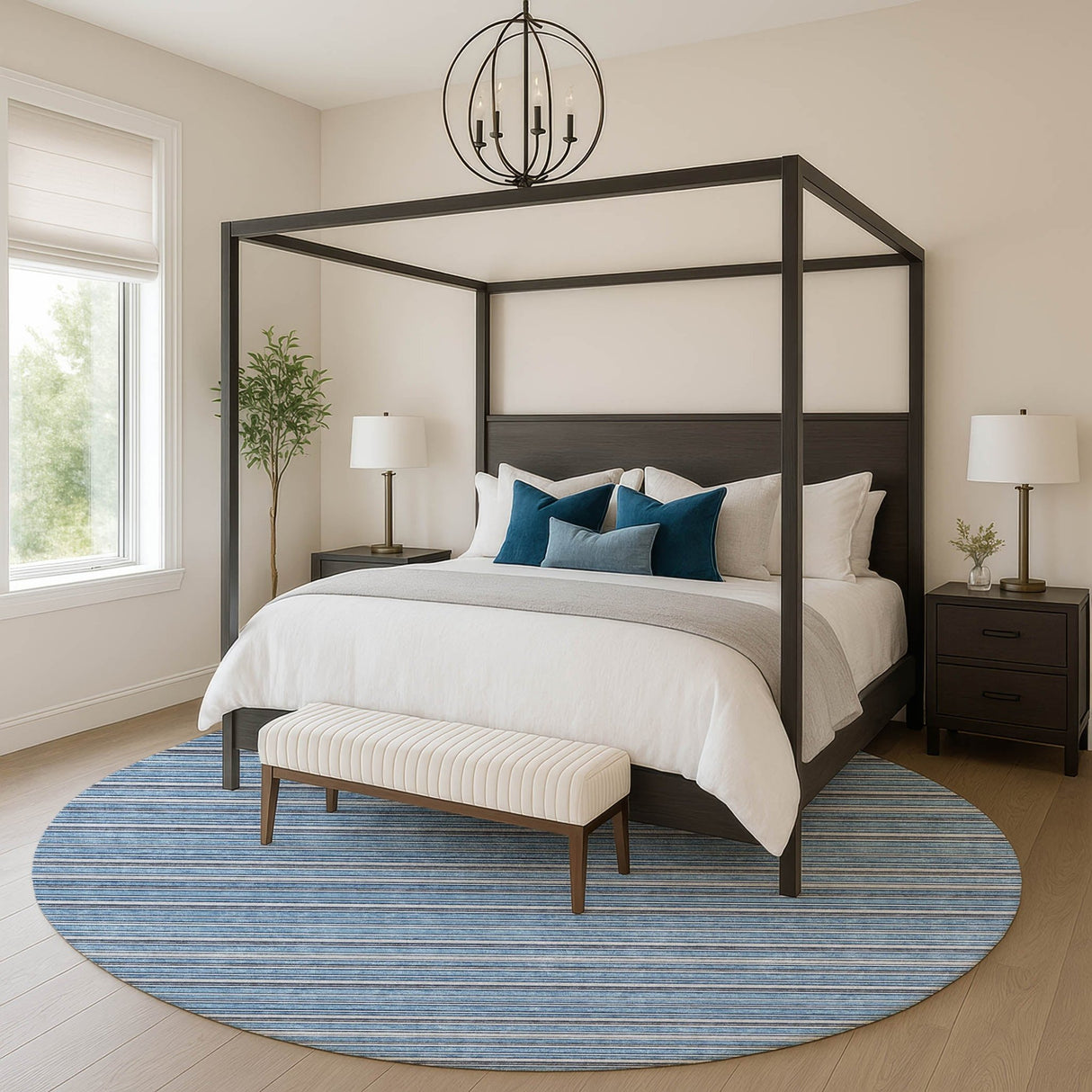 Dalyn Soft Essentials SE2 Denim Rug shown in a room