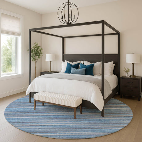 Dalyn Soft Essentials SE2 Denim Rug shown in a room