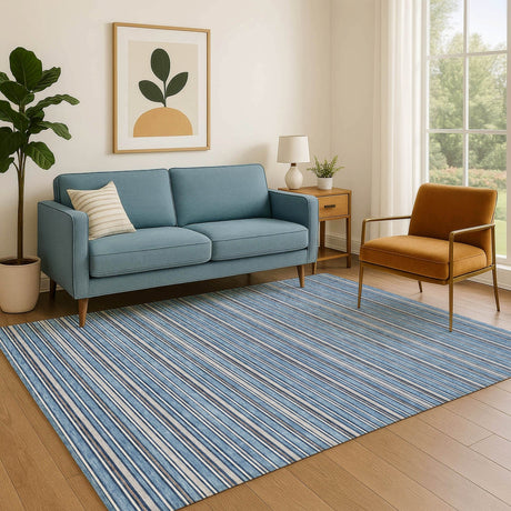 Dalyn Soft Essentials SE2 Denim Rug shown in a room
