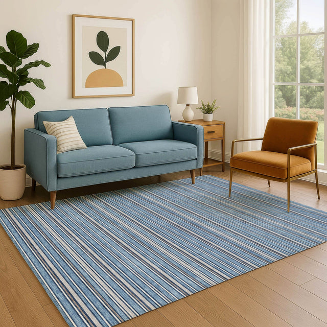 Dalyn Soft Essentials SE2 Denim Rug shown in a room