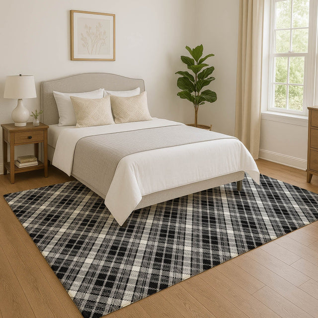 Dalyn Soft Essentials SE3 Black Rug shown in a room