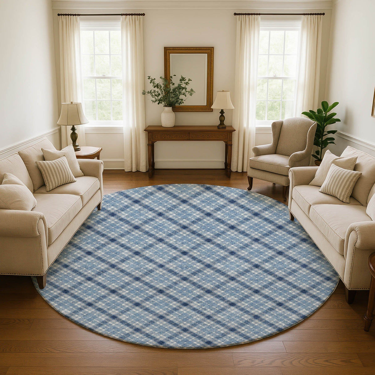 Dalyn Soft Essentials SE3 Denim Rug shown in a room