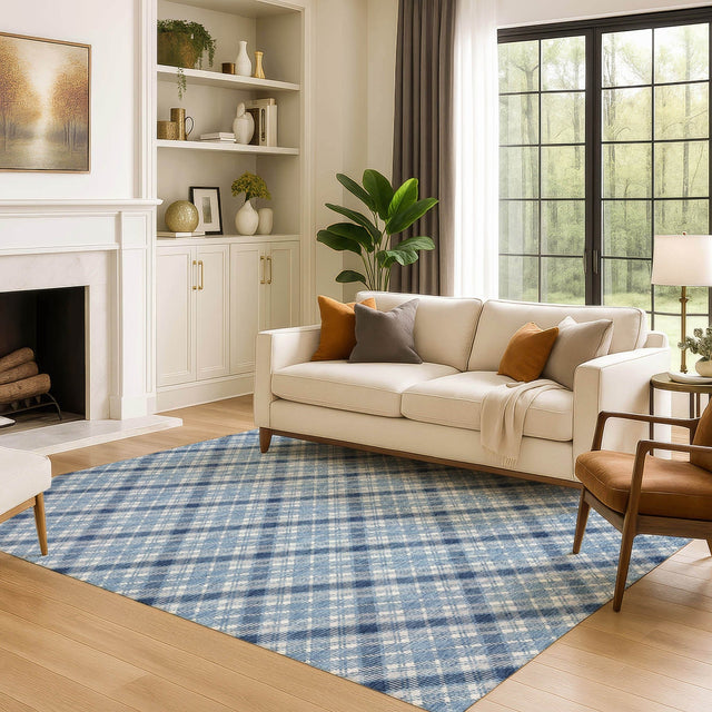 Dalyn Soft Essentials SE3 Denim Rug shown in a room