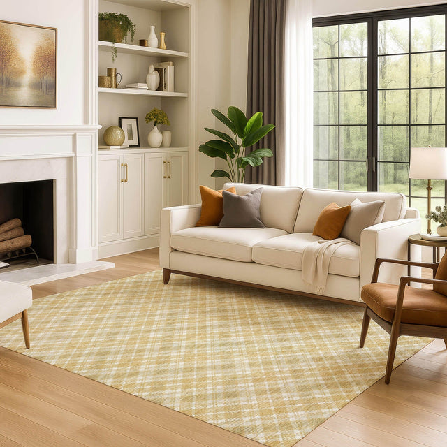 Dalyn Soft Essentials SE3 Gold Rug shown in a room