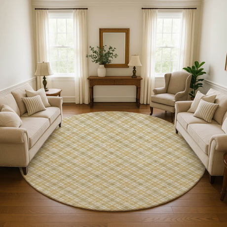 Dalyn Soft Essentials SE3 Gold Rug shown in a room
