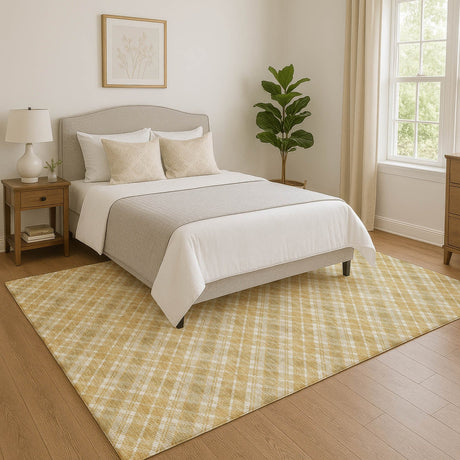 Dalyn Soft Essentials SE3 Gold Rug shown in a room