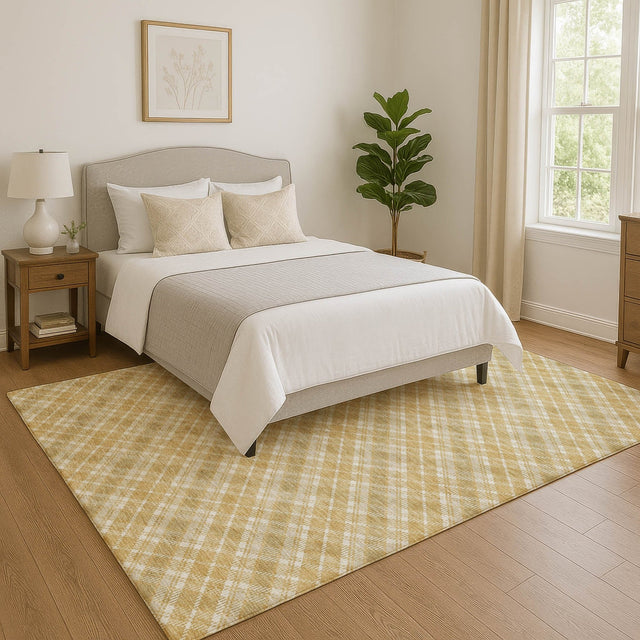 Dalyn Soft Essentials SE3 Gold Rug shown in a room