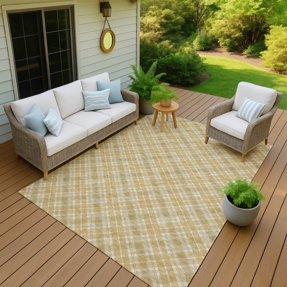 Dalyn Soft Essentials SE3 Gold Rug outdoor lifestyle image