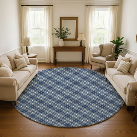 Dalyn Soft Essentials SE3 Navy Rug shown in a room