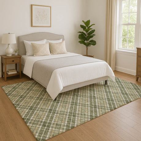 Dalyn Soft Essentials SE3 Olive Rug shown in a room