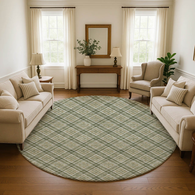Dalyn Soft Essentials SE3 Olive Rug shown in a room