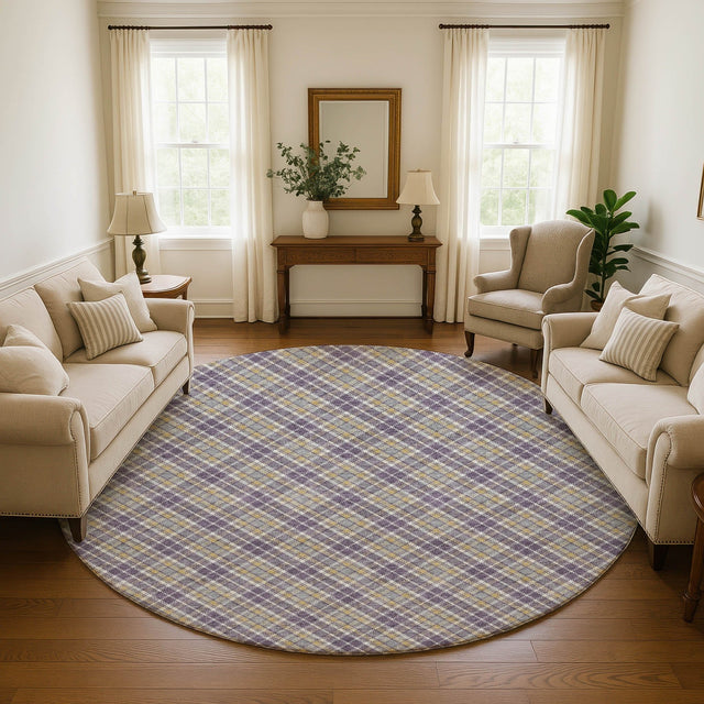 Dalyn Soft Essentials SE3 Plum Rug shown in a room