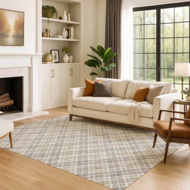 Dalyn Soft Essentials SE3 Taupe Rug shown in a room