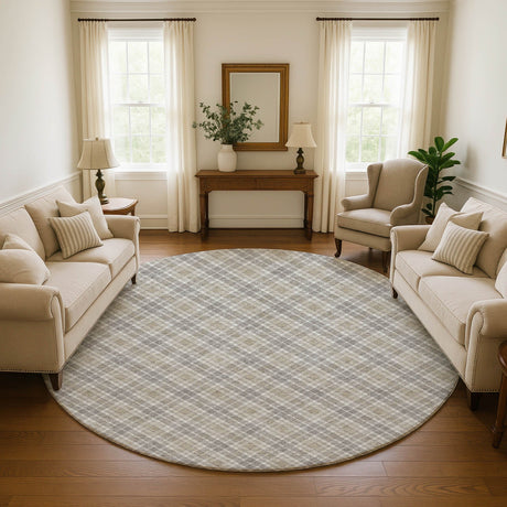 Dalyn Soft Essentials SE3 Taupe Rug shown in a room