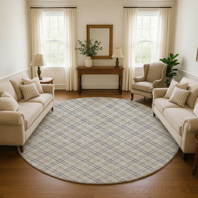 Dalyn Soft Essentials SE3 Taupe Rug shown in a room