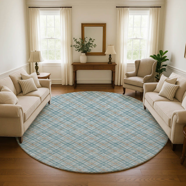 Dalyn Soft Essentials SE3 Teal Rug shown in a room