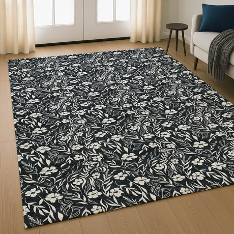 Dalyn Soft Essentials SE4 Black Rug shown in a room