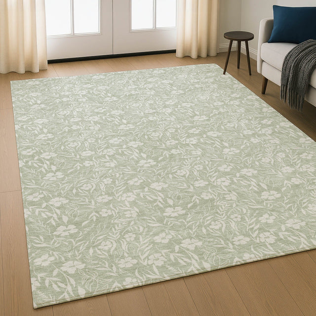 Dalyn Soft Essentials SE4 Celery Rug shown in a room