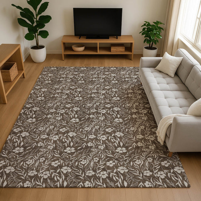 Dalyn Soft Essentials SE4 Chocolate Rug shown in a room