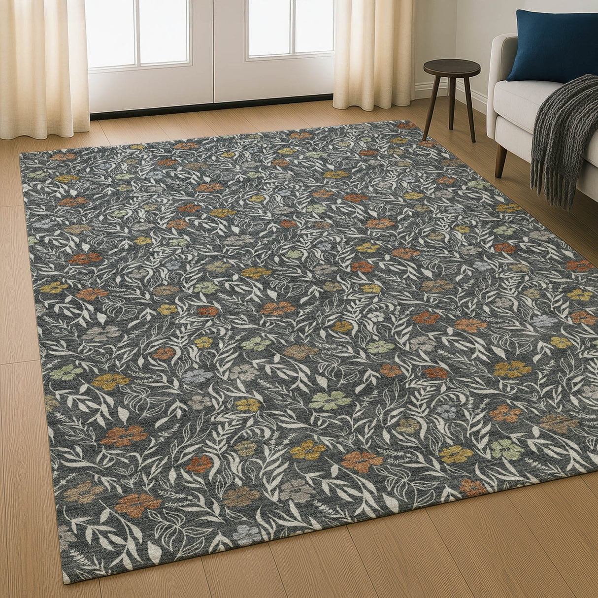Dalyn Soft Essentials SE4 Graphite Rug shown in a room
