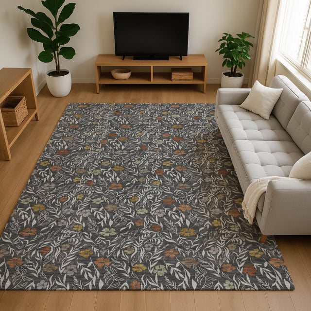 Dalyn Soft Essentials SE4 Graphite Rug shown in a room