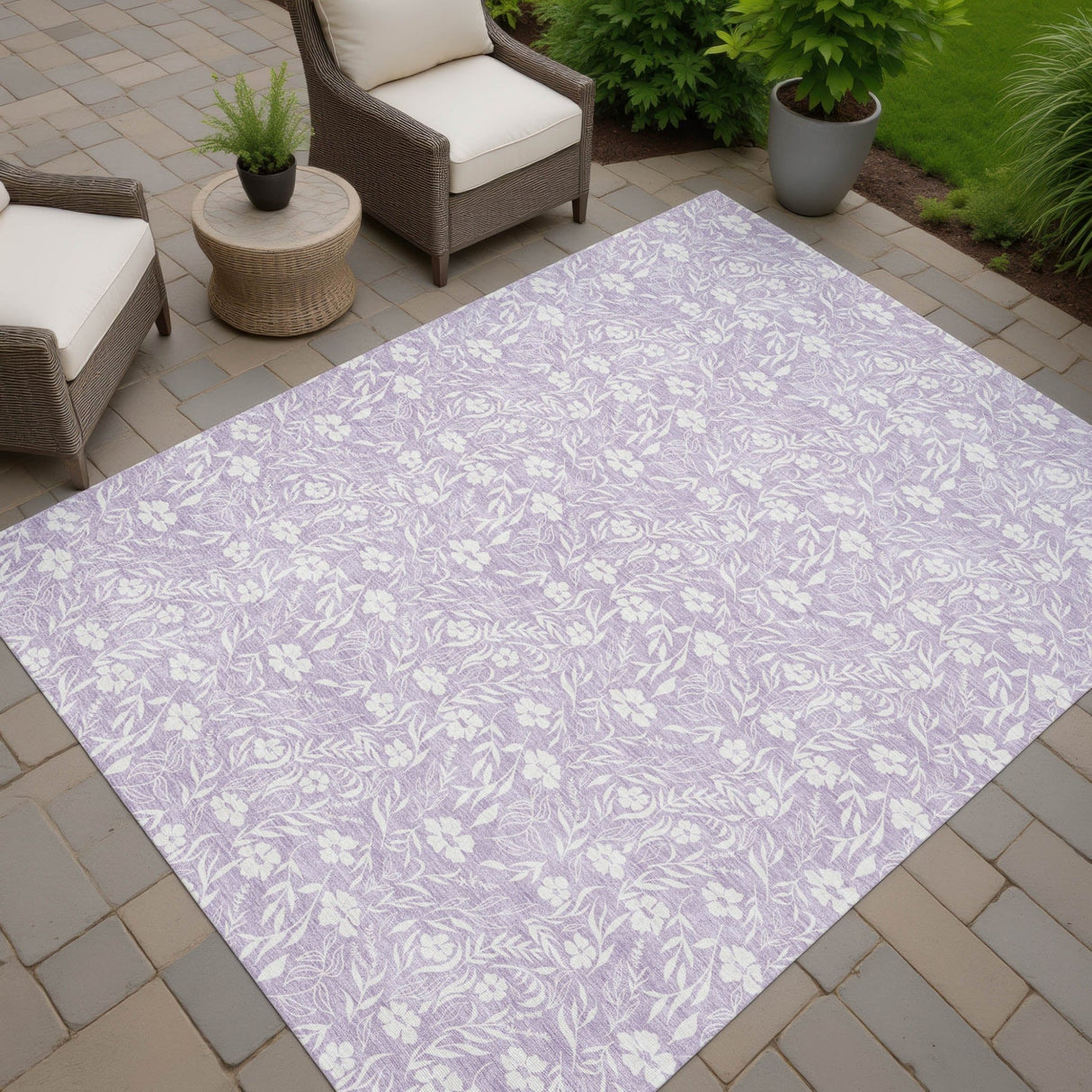 Dalyn Soft Essentials SE4 Lavender Rug outdoor lifestyle image