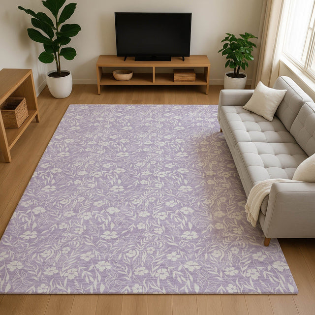 Dalyn Soft Essentials SE4 Lavender Rug shown in a room