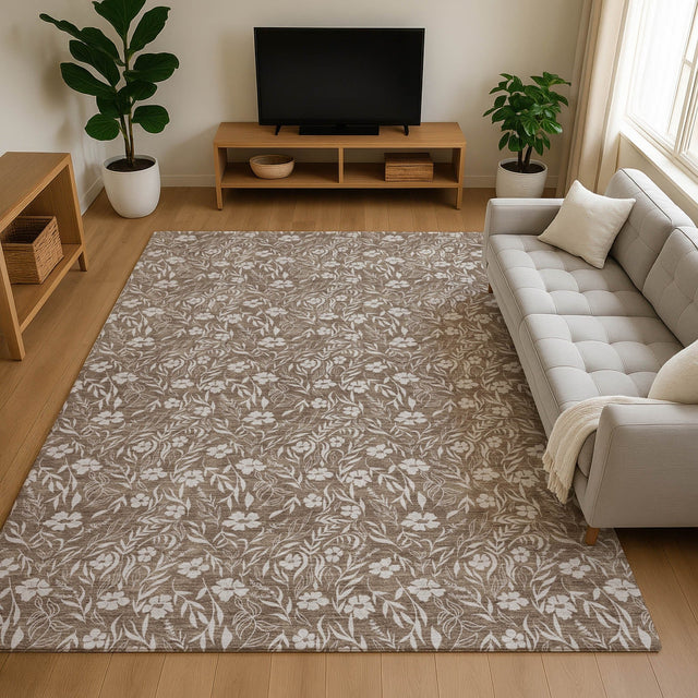 Dalyn Soft Essentials SE4 Mocha Rug shown in a room