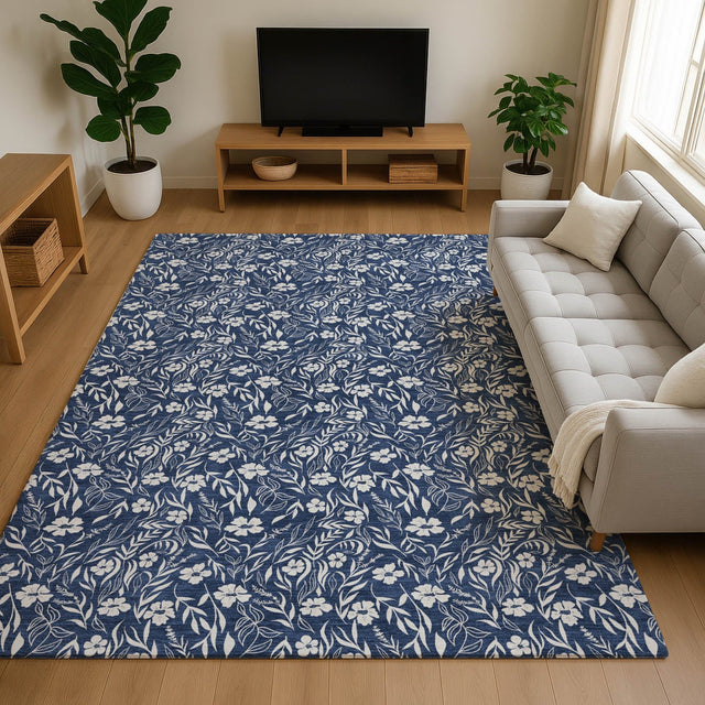 Dalyn Soft Essentials SE4 Navy Rug shown in a room