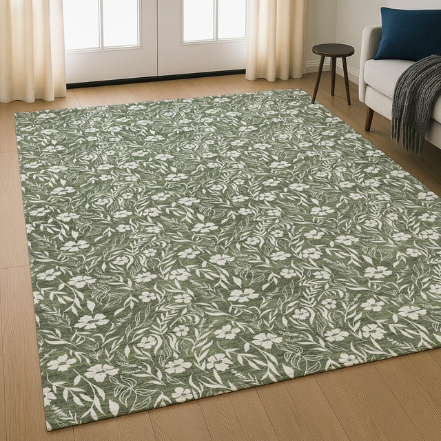 Dalyn Soft Essentials SE4 Olive Rug shown in a room