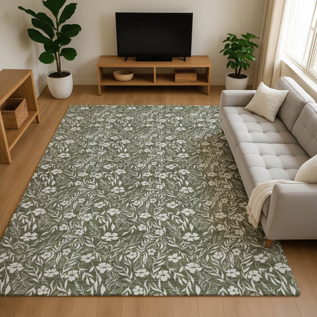 Dalyn Soft Essentials SE4 Olive Rug shown in a room