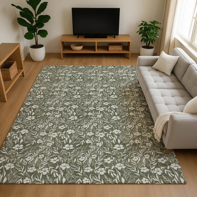 Dalyn Soft Essentials SE4 Olive Rug shown in a room