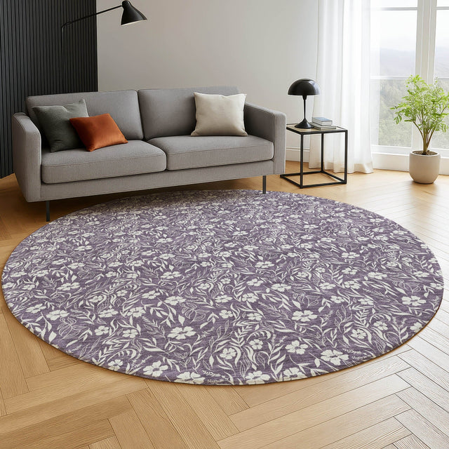 Dalyn Soft Essentials SE4 Purple Rug shown in a room