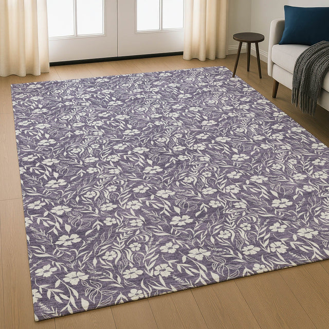 Dalyn Soft Essentials SE4 Purple Rug shown in a room
