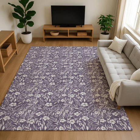 Dalyn Soft Essentials SE4 Purple Rug shown in a room