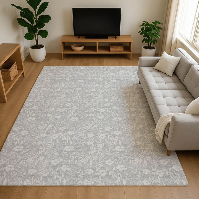 Dalyn Soft Essentials SE4 Silver Rug shown in a room