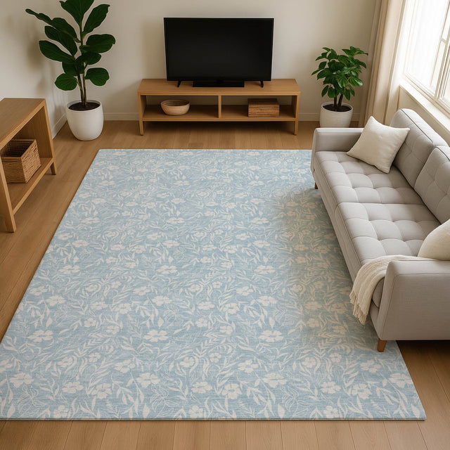 Dalyn Soft Essentials SE4 Sky Rug shown in a room