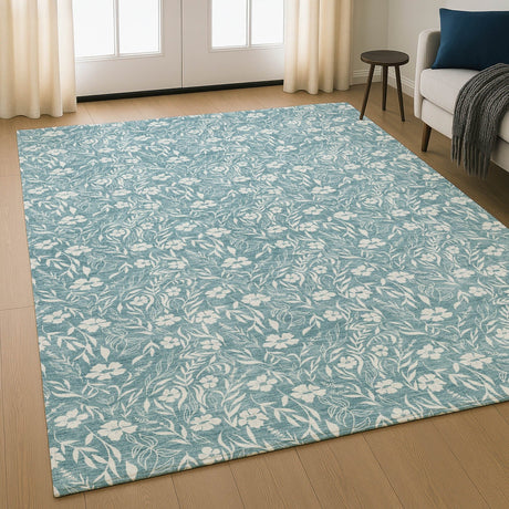 Dalyn Soft Essentials SE4 Teal Rug shown in a room